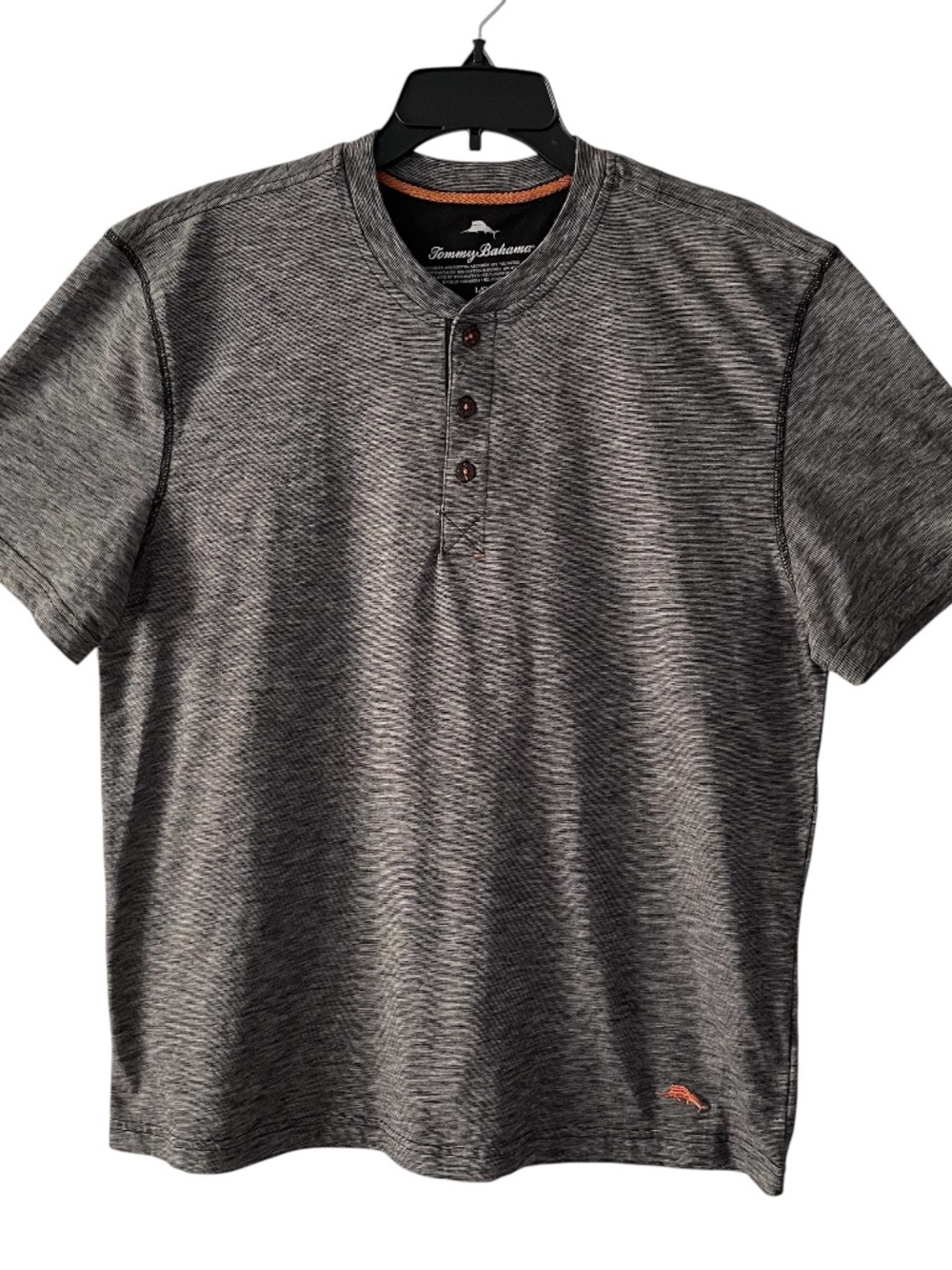 Tommy Bahama Henley Shirt Tee Short Sleeve Gray